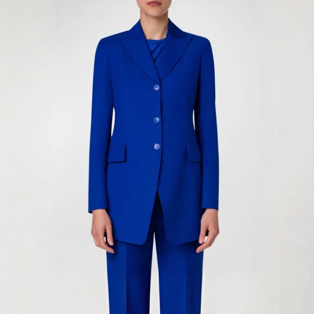 NWT Akris Punto Tyson Single Breasted Cotton Silk Jacket Blazer in Ink Sz6 (034)
